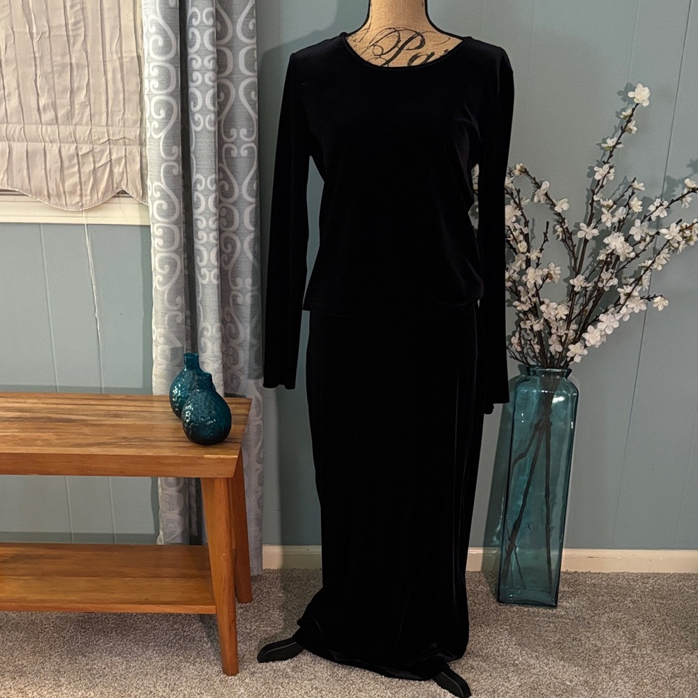 Vintage 90's Ann Taylor Velvet Shirt and Long Skirt Set